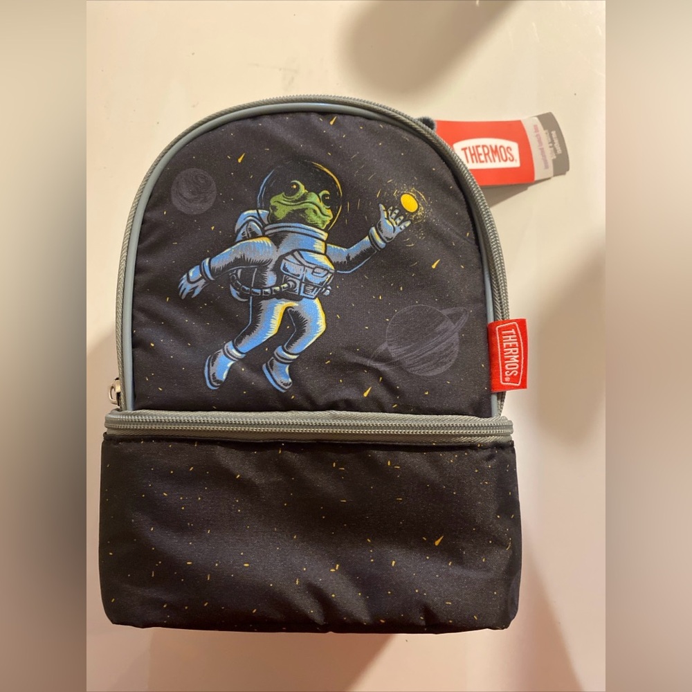 Thermos Black Astronaut Frog Lunch Bag